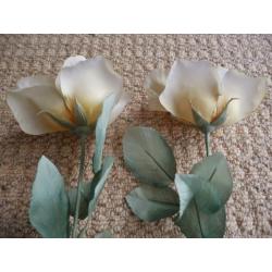 2 Artificial Cream Roses For Flower Arrangement or Vases / Mini Vases Crafts / Flower Arranging