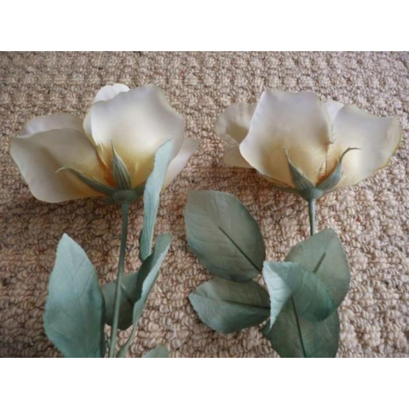 2 Artificial Cream Roses For Flower Arrangement or Vases / Mini Vases Crafts / Flower Arranging