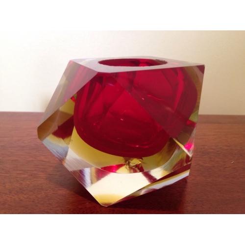 Mutant red glass ashtray from 1960's