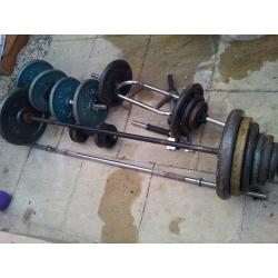 barbells, dumbbells, training bench, weights 211kg