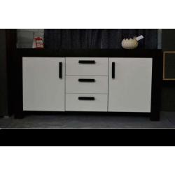 Caesar: 2 Door Cupboard with 3 Dreawers Brown-White High Gloss *NEW*