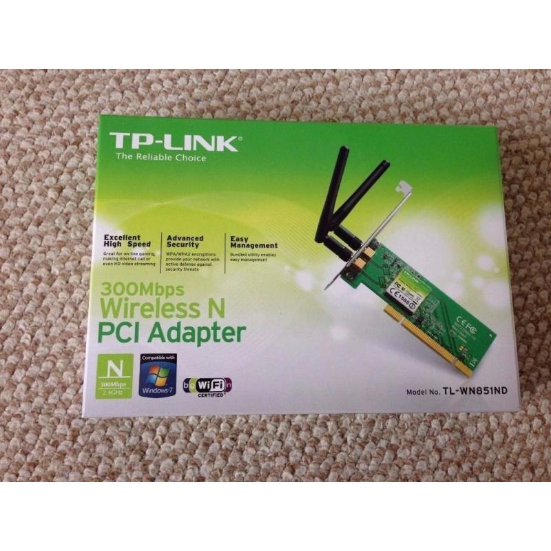 Network WI-FI CARD - TP-LINK TL-WN851ND - 300Mbps Wireless N PCI Adapter - NEW