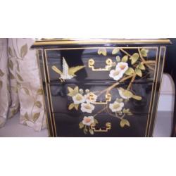 Beautiful pair of chinese style bedside cabinets or small chest of drawers