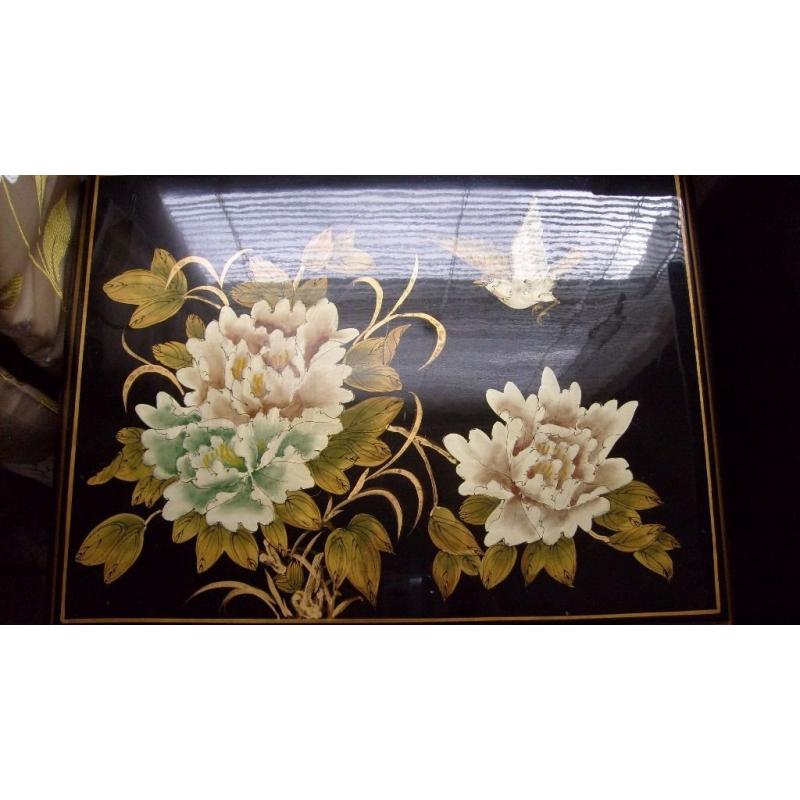 Beautiful pair of chinese style bedside cabinets or small chest of drawers