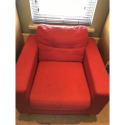 Large modern red armchair