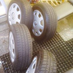 4 x VW Polo steels with trims and 16 wheel nuts