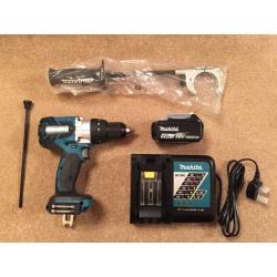 NEW Makita DHP 481 Combi Drill BRUSHLESS LXT 18 Volt Top of Range,4.0Ah Li-ion Battery,Rapid Charger