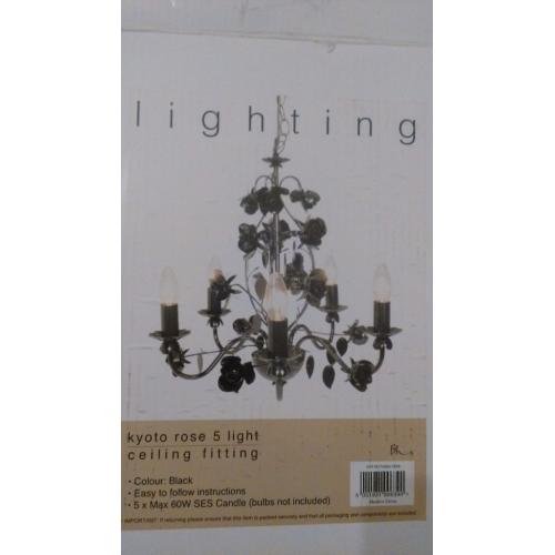 Brand New,still boxed, Black Rose Chandelier