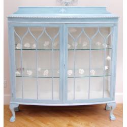 ANTIQUE/ VINTAGE GLASS DISPLAY CABINET Hand Painted