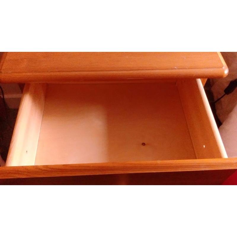 Bedside cabinets - 3 drawers pine wood (2 matching)