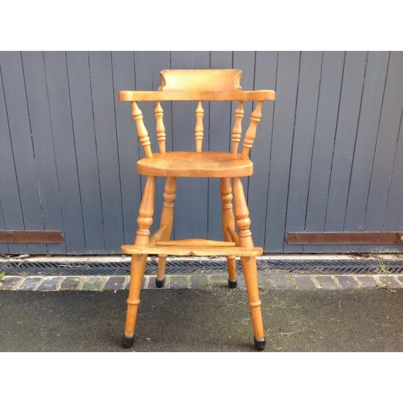 Vintage solid pine child's high chair