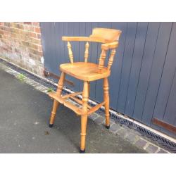 Vintage solid pine child's high chair