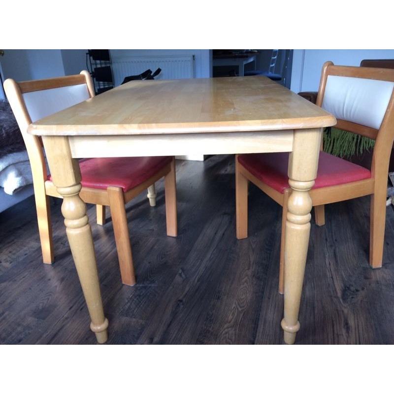 Solid pine wood table and chairs