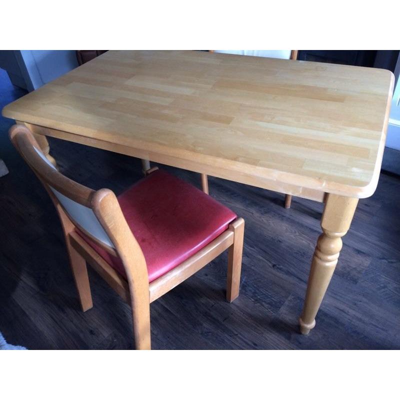 Solid pine wood table and chairs