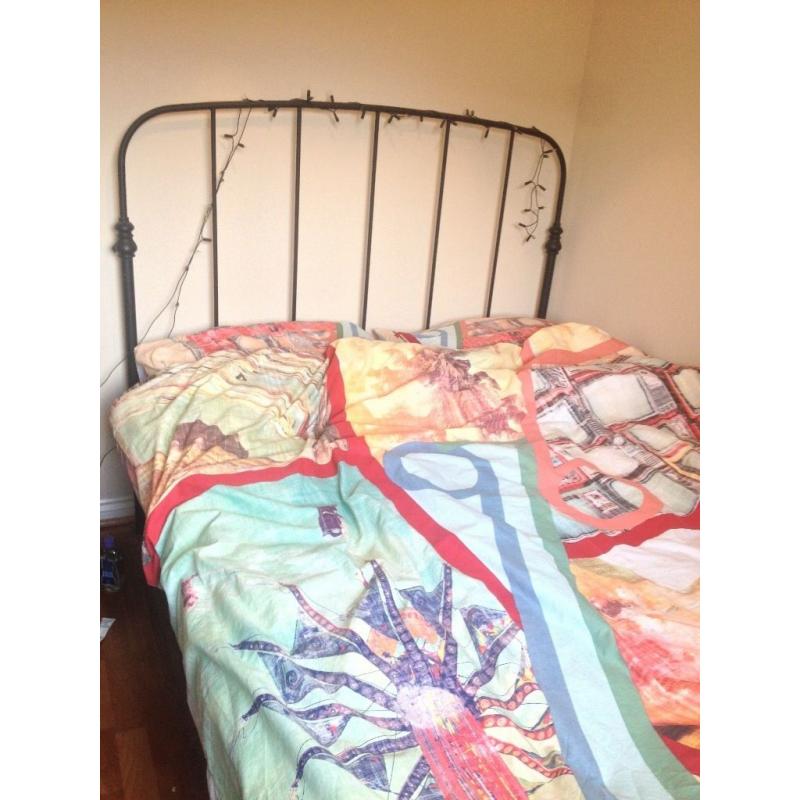 Double bed with mattress, duvet and 2 pillows