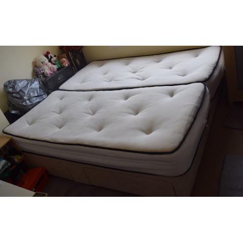 Super King Size Bed with Memory Foam Mattress Zip & Link