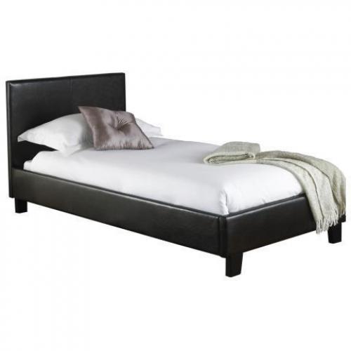 Brown faux leather single bed excellent condition