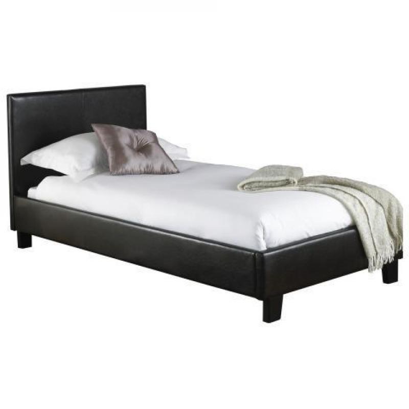 Brown faux leather single bed excellent condition
