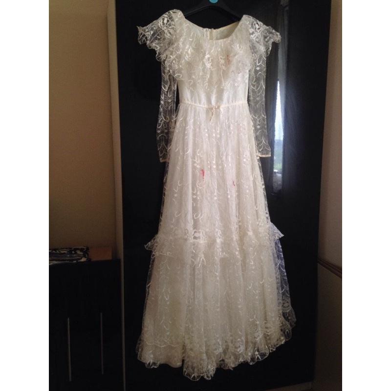 Semi-new Pronuptia Halloween zombie bride wedding dress with permanent blood paint spill on it