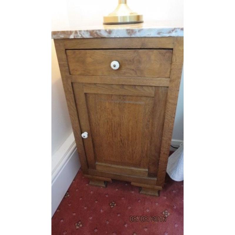 FRENCH BEDSIDE TABLE WITH MARBLE TOP