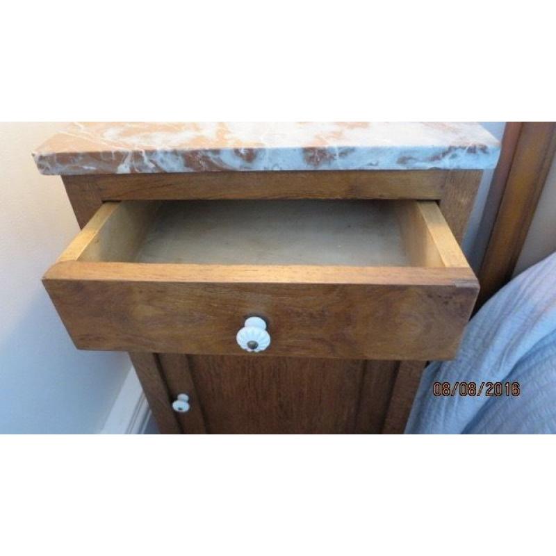 FRENCH BEDSIDE TABLE WITH MARBLE TOP