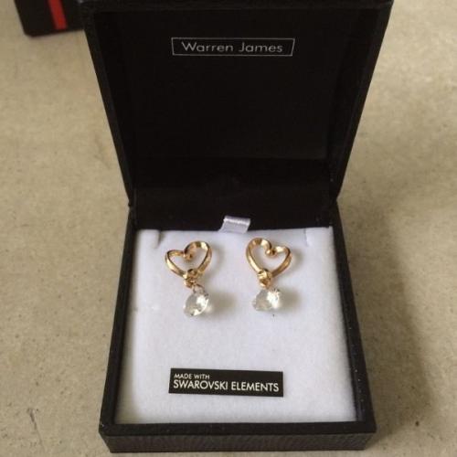 Gold and Swarvski earrings