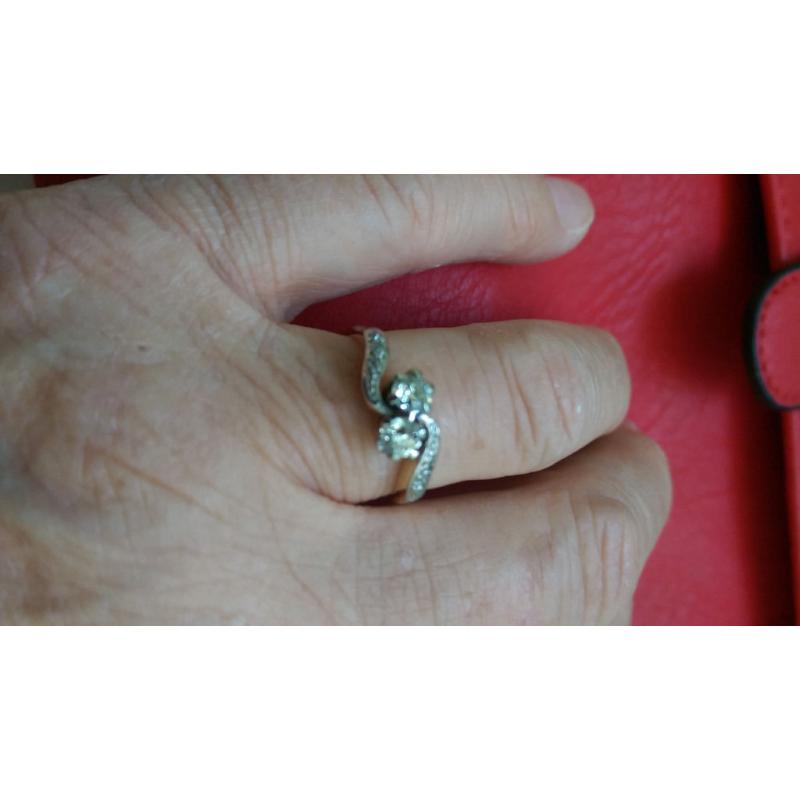 Antique 18 carat and platinum two diamond engagement ring