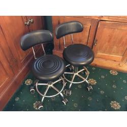 Black Salon Hairdressing Beauty Therapy Gas Lift Chairs X 2
