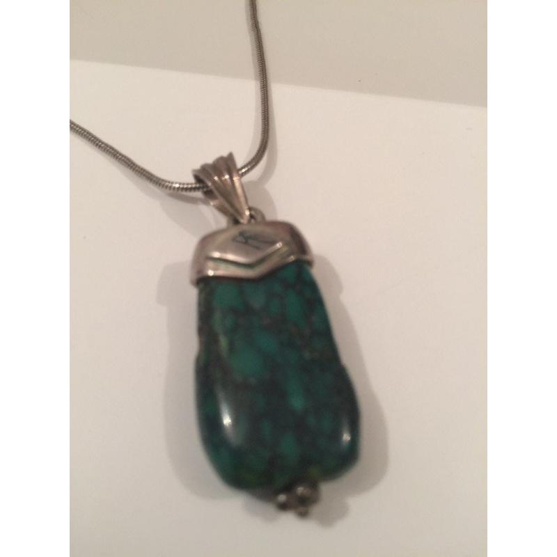Beautiful Jade necklace with silver chain