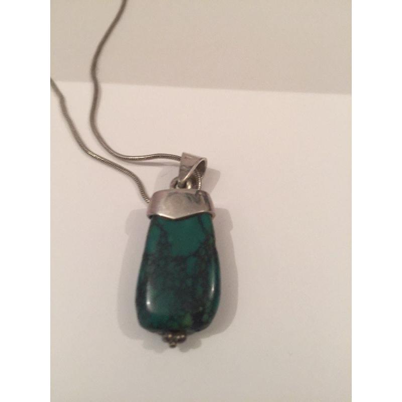 Beautiful Jade necklace with silver chain