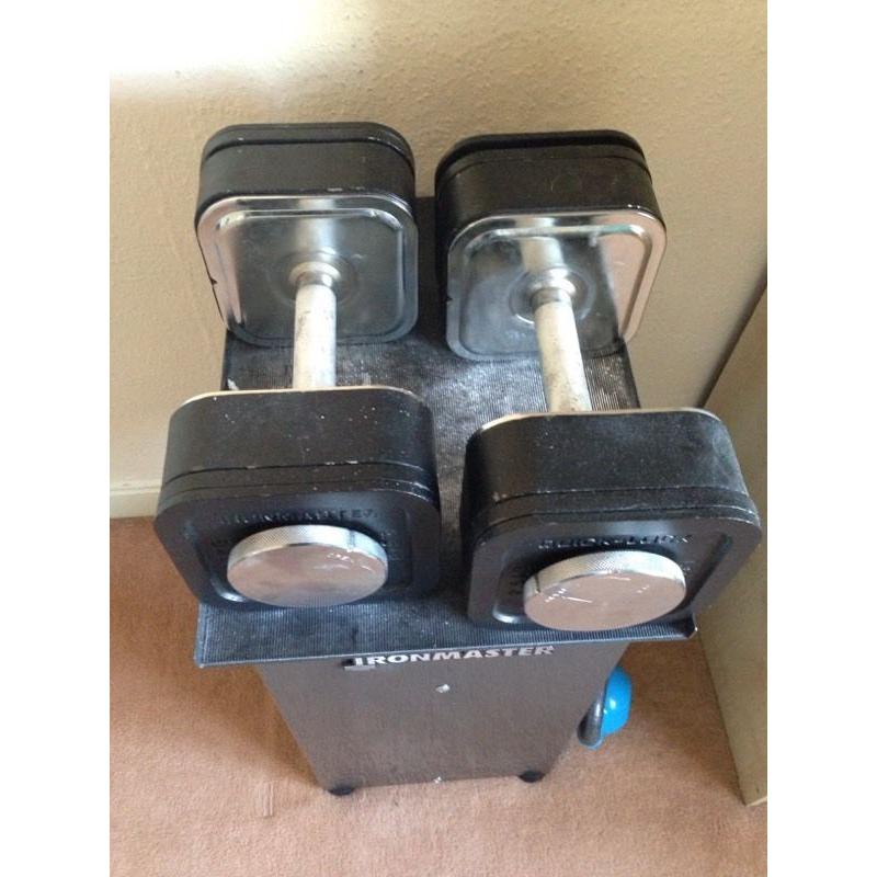 Iron master Dumbbells 56kg kit plus 500g fractal plates