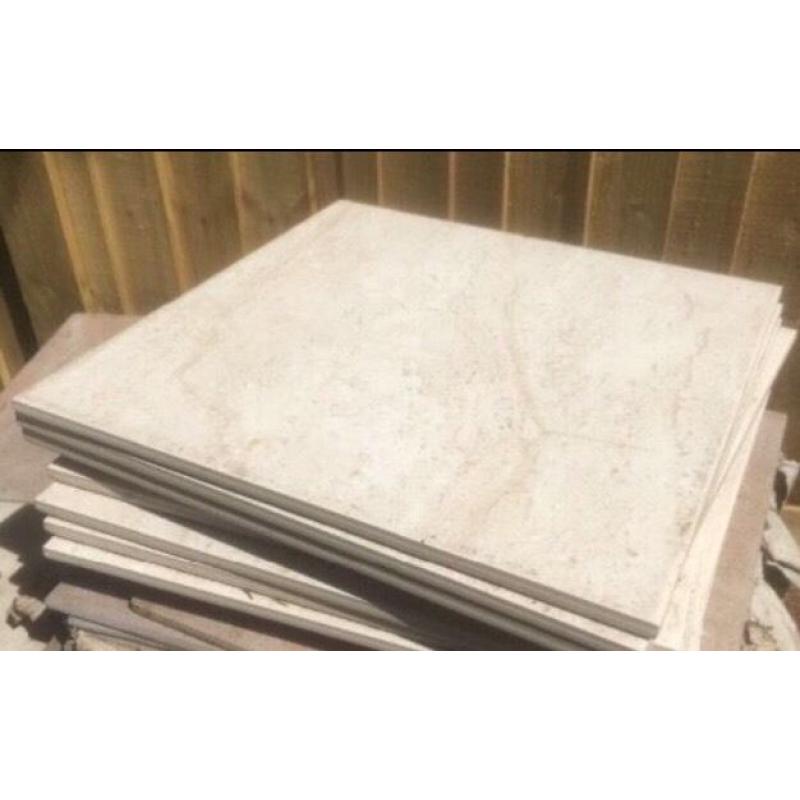 Cream floor tiles