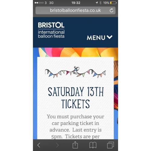 Premium Saturday parking ticket for Balloon fiesta - sold out