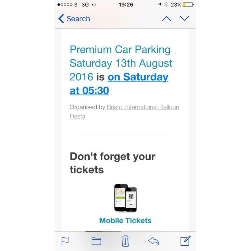 Premium Saturday parking ticket for Balloon fiesta - sold out