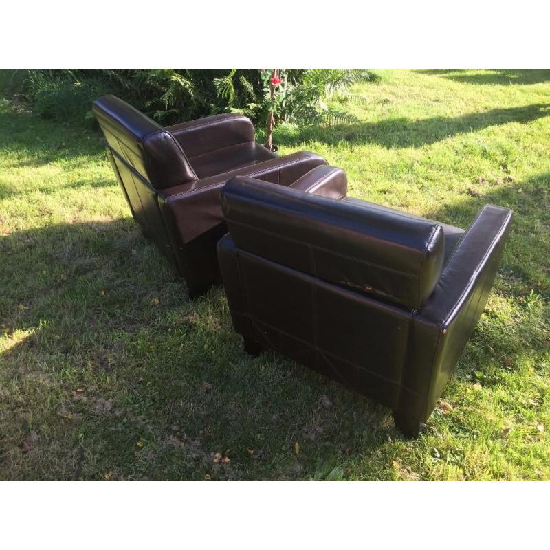 Two leather armchairs in good condition
