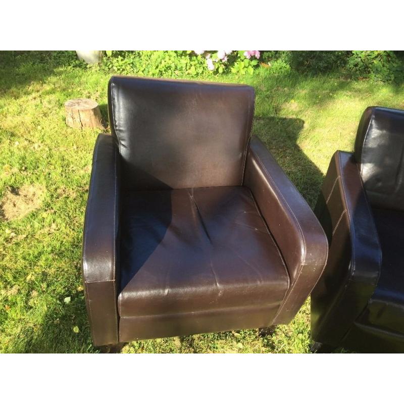 Two leather armchairs in good condition
