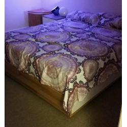 Bed frame massive birch wood with 4 drawers 160 x 200 cm