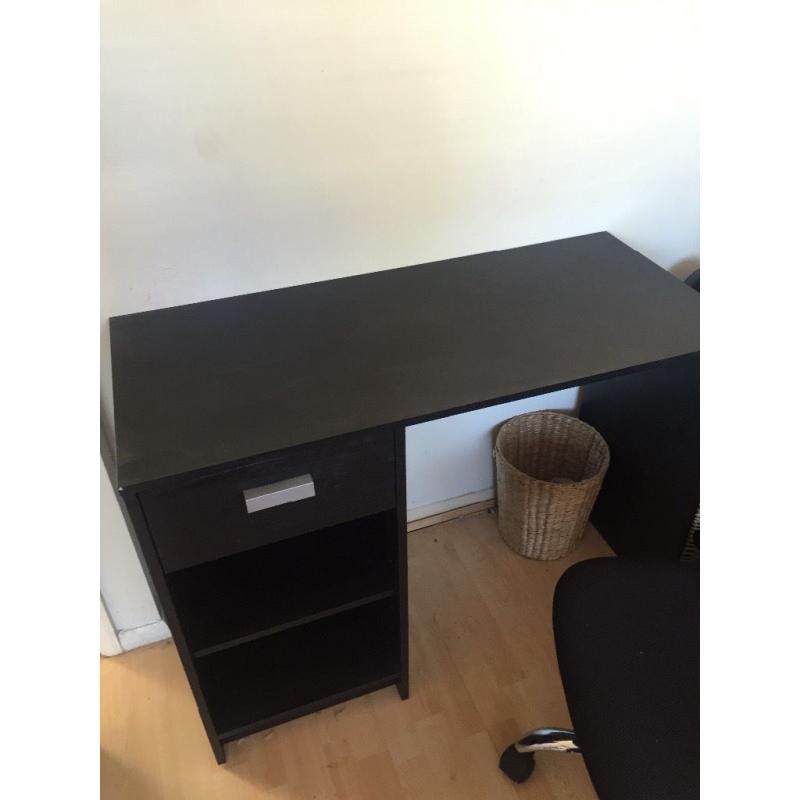 Black wooden desk