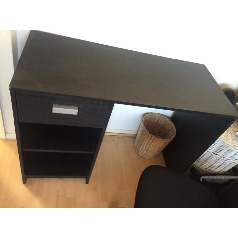 Black wooden desk
