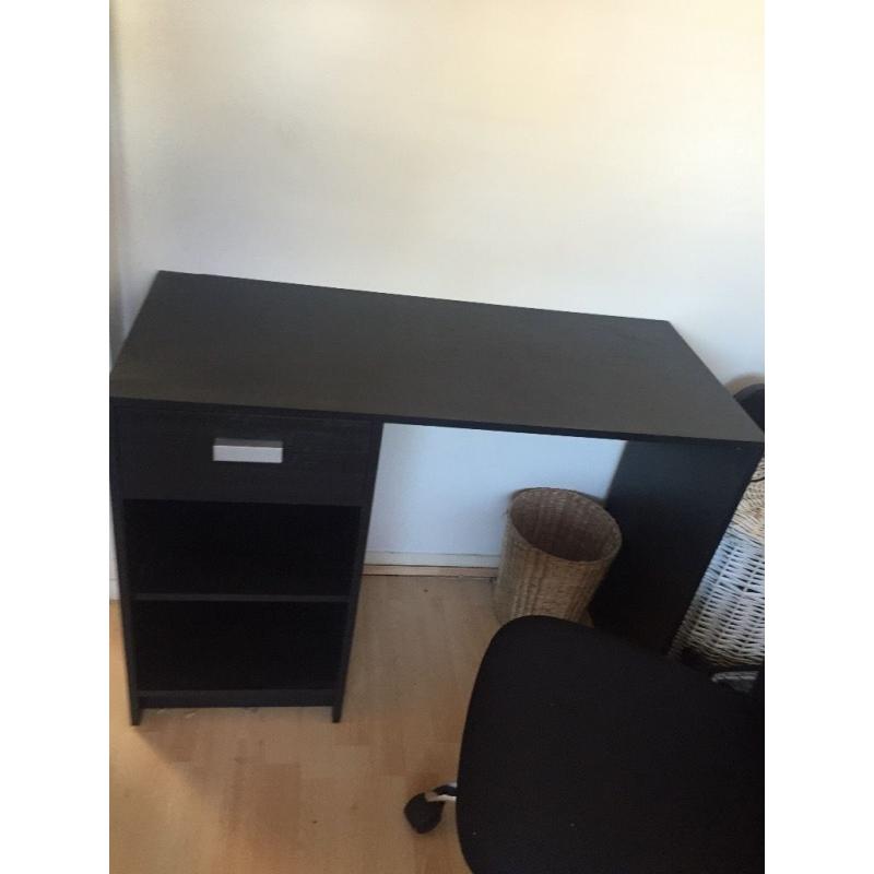 Black wooden desk