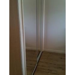 White framed wardrobe mirror sliding doors x2