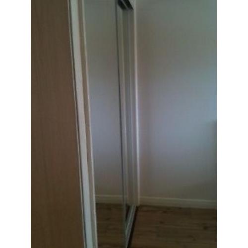 White framed wardrobe mirror sliding doors x2