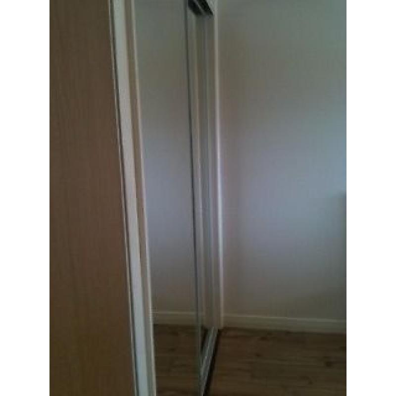 White framed wardrobe mirror sliding doors x2