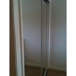 White framed wardrobe mirror sliding doors x2