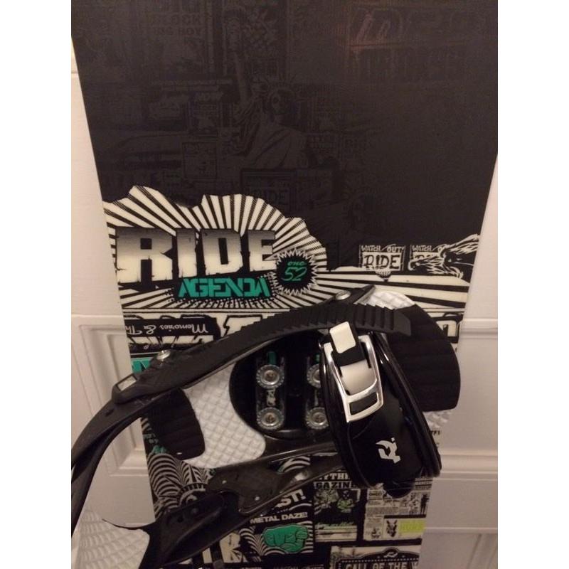 Ride Agenda snowboard, bindings & bag