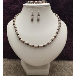 Handmade rose crystal 3 piece jewellery set