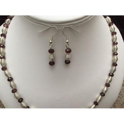 Handmade rose crystal 3 piece jewellery set