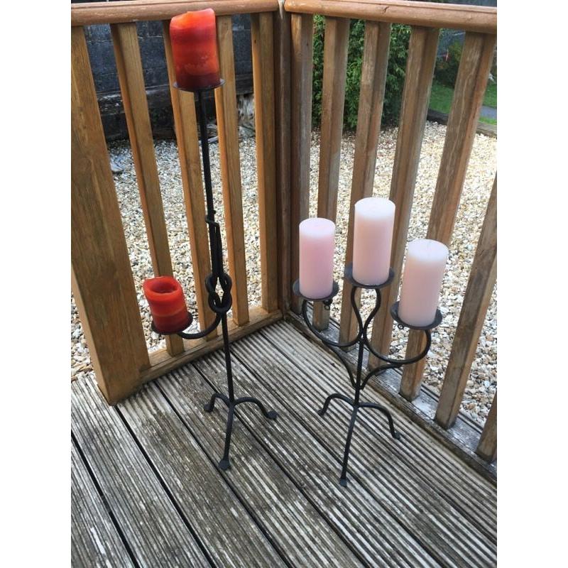 2 X Wrought iron candle holders