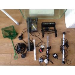 Fluval Edge fish tank with lots of accessories