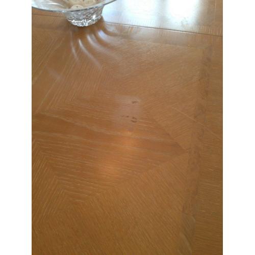 Limed oak dining table, 6 chairs, 2 carvers and large cabinet to match